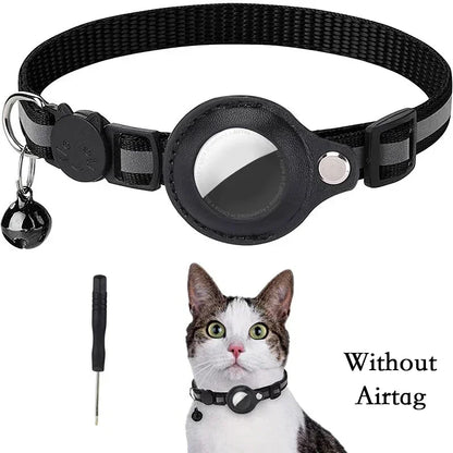 Reflective Cat Collar with AirTag Holder and Bell