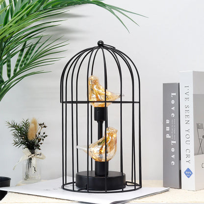 Battery Operated Birdcage Decorative Table Lamp