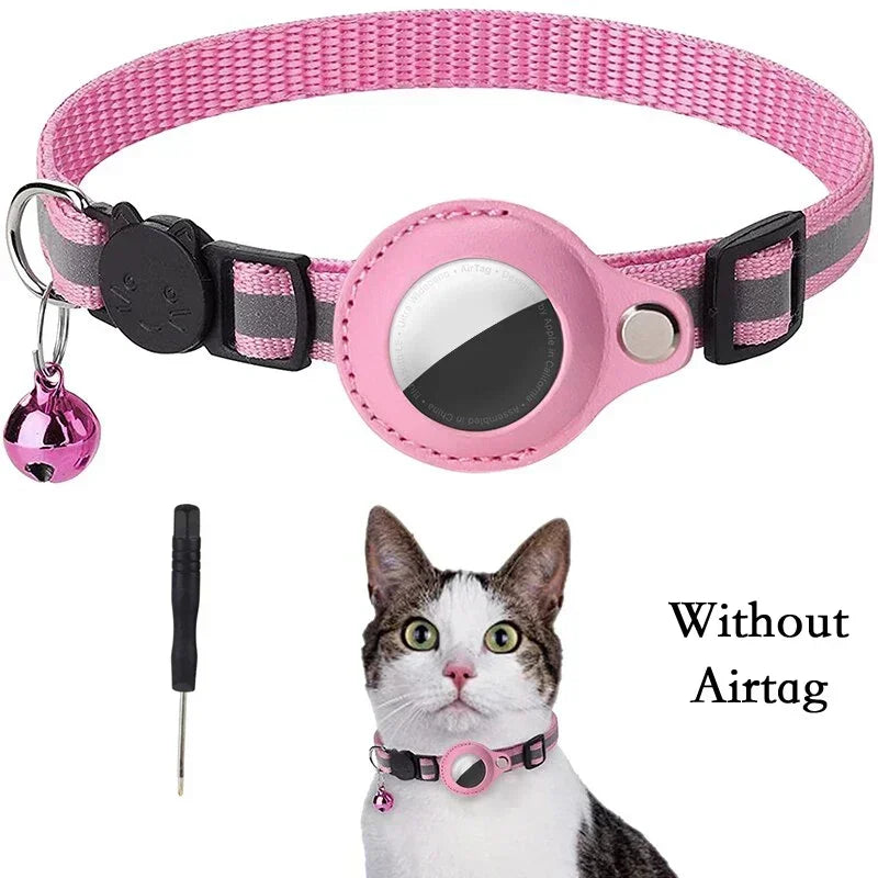 Reflective Cat Collar with AirTag Holder and Bell