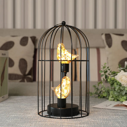 Battery Operated Birdcage Decorative Table Lamp