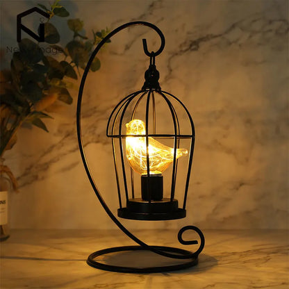 Battery Operated Birdcage Decorative Table Lamp
